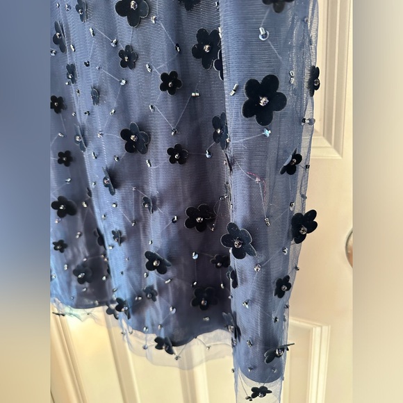 Mac DuggalEmbellished V-Neck Illusion Long Sleeve Column Midi, size 12 - Picture 5 of 9